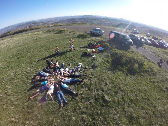 Vue du ciel Auvergnat par un cerf-Volant